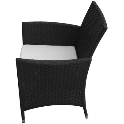 udendørs spisebordssæt 9 dele med hynder polyrattan sort