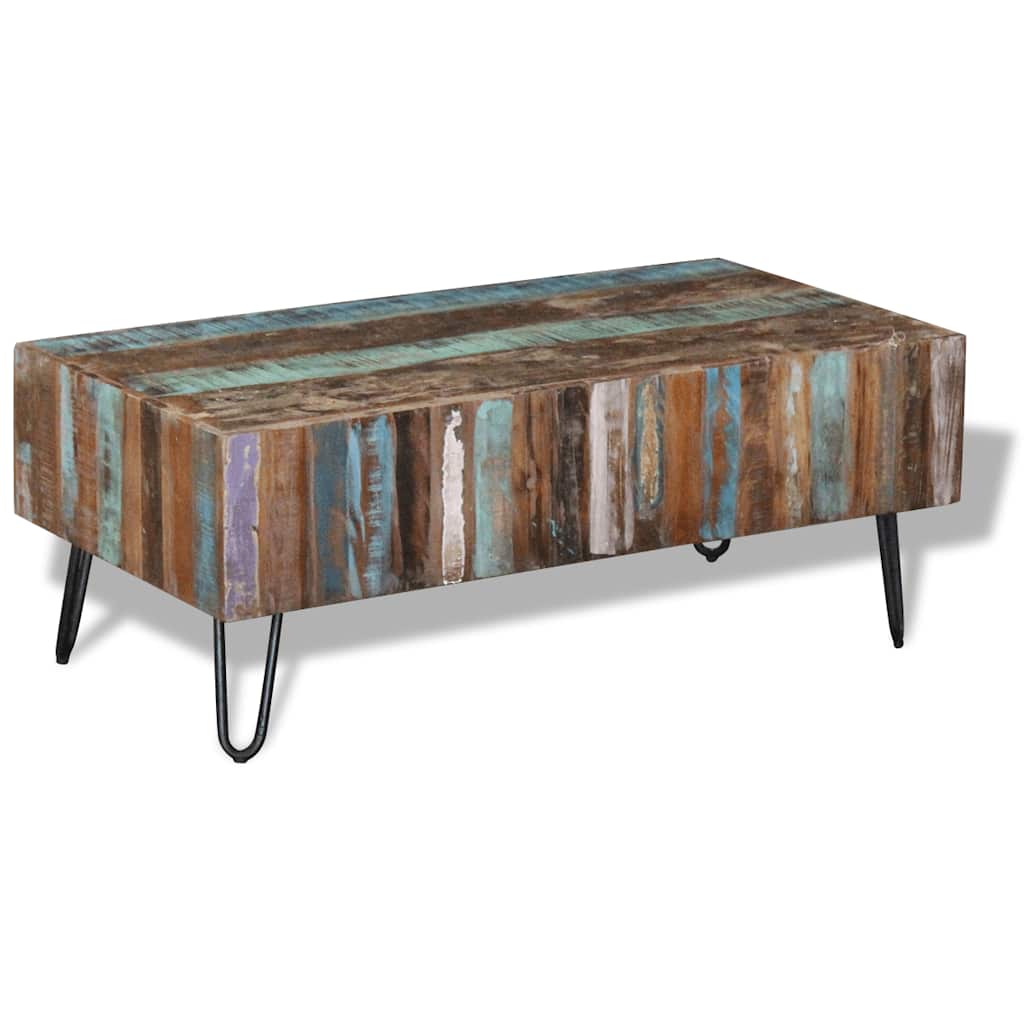 sofabord 100x50x38 cm massivt genbrugstræ