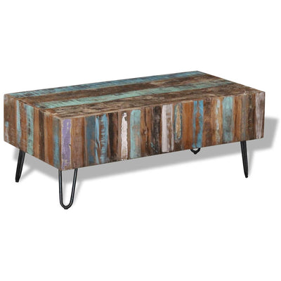 sofabord 100x50x38 cm massivt genbrugstræ