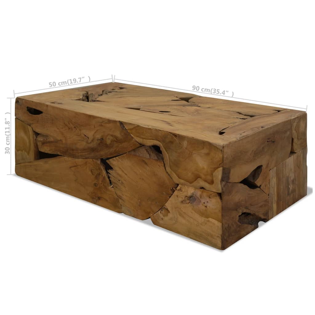 sofabord 90 x 50 x 30 cm ægte teaktræ brun