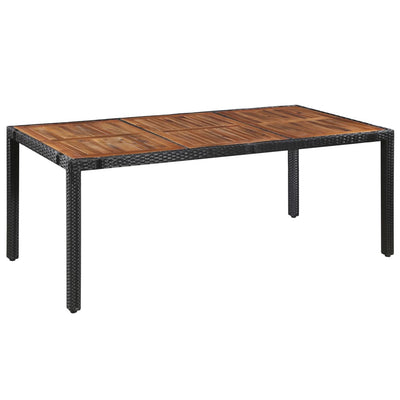 udendørs spisebordssæt 9 dele polyrattan akacietræ sort