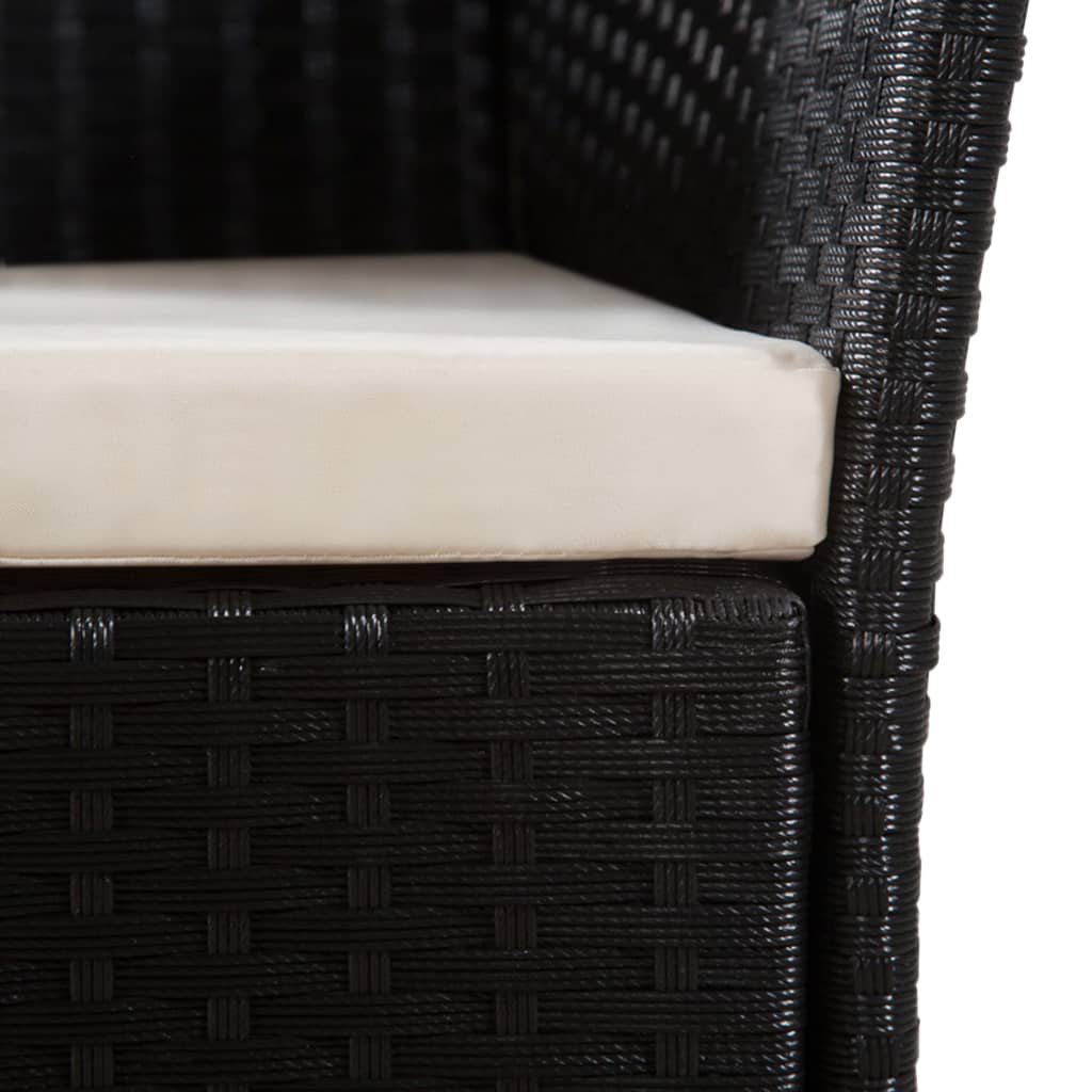 udendørs spisebordssæt 9 dele polyrattan sort og brun