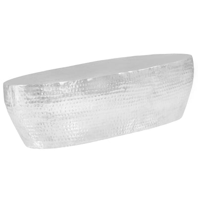 sofabord 100 x 50 x 28 cm hamret aluminium sølvfarvet