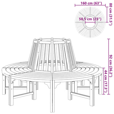 træbænk Ø 160 cm træ