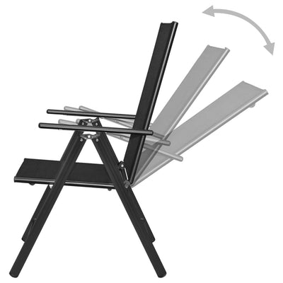 foldbare havestole 4 stk. aluminium og textilene sort