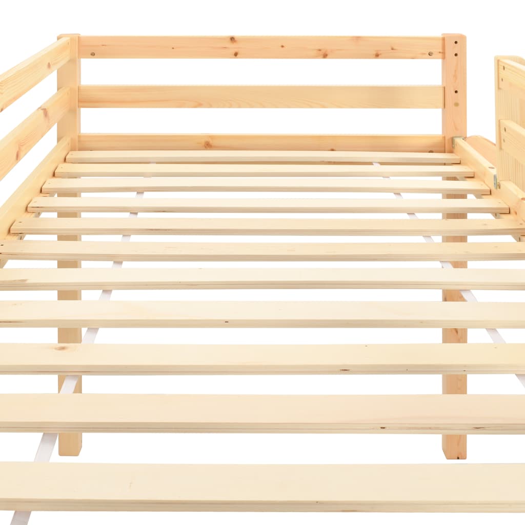 loftseng til børn med rutsjebane og stige fyrretræ 97 x 208 cm