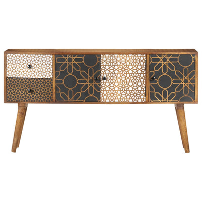 skænk med trykt mønster 130 x 30 x 70 cm massivt mangotræ