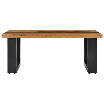 sofabord 100 x 50 x 40 cm massivt teaktræ og lavasten