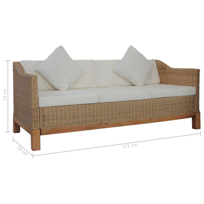 3-personers sofa med hynder naturlig rattan