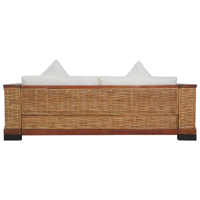 3-personers sofa med hynder naturlig rattan brun