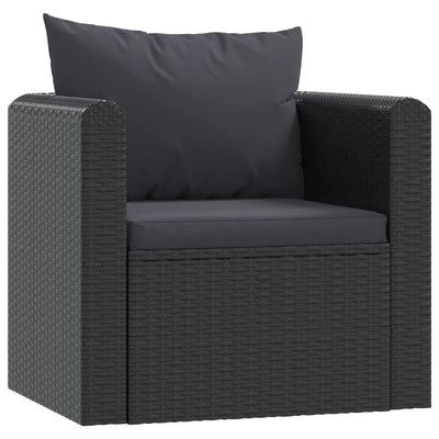 haveloungesæt 7 dele med hynder polyrattan sort