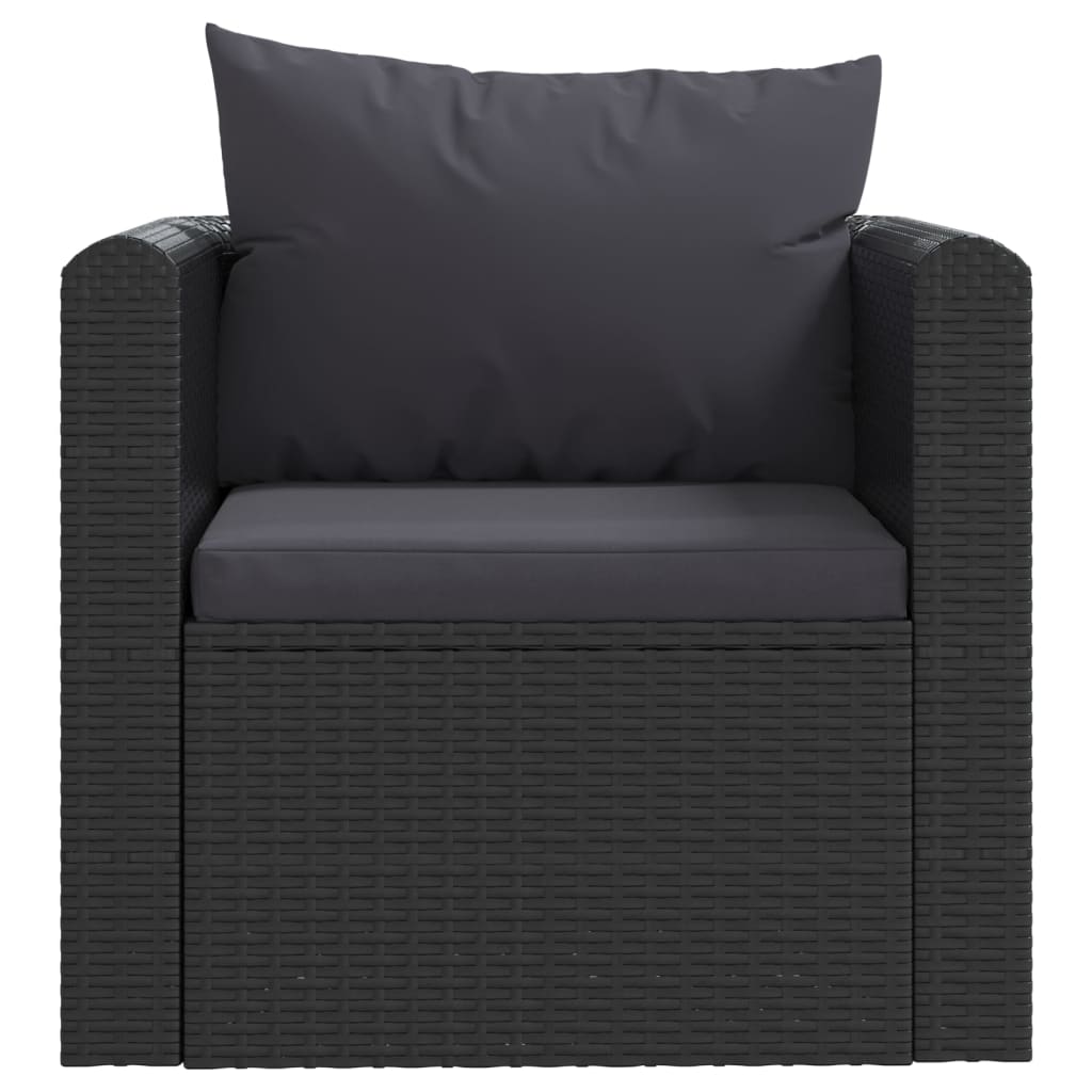 haveloungesæt 7 dele med hynder polyrattan sort