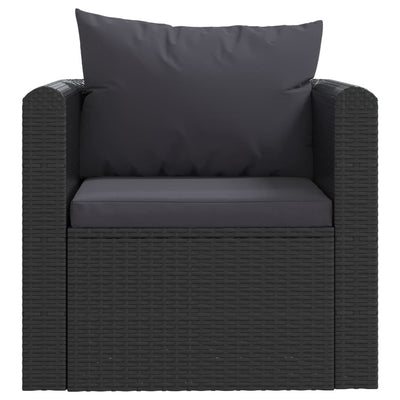 haveloungesæt 7 dele med hynder polyrattan sort