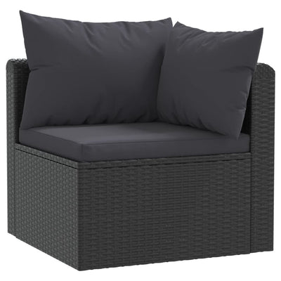 haveloungesæt 5 dele med hynder polyrattan sort