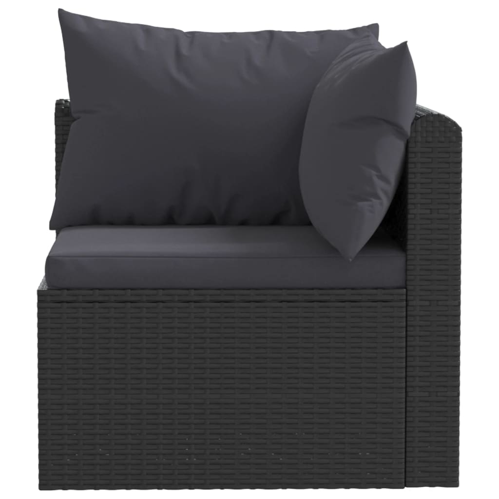 haveloungesæt 5 dele med hynder polyrattan sort