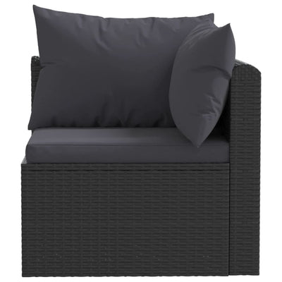 haveloungesæt 5 dele med hynder polyrattan sort