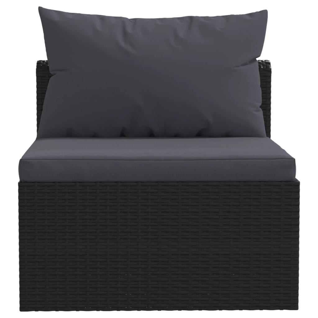 haveloungesæt 5 dele med hynder polyrattan sort
