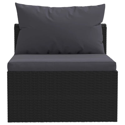 haveloungesæt 5 dele med hynder polyrattan sort