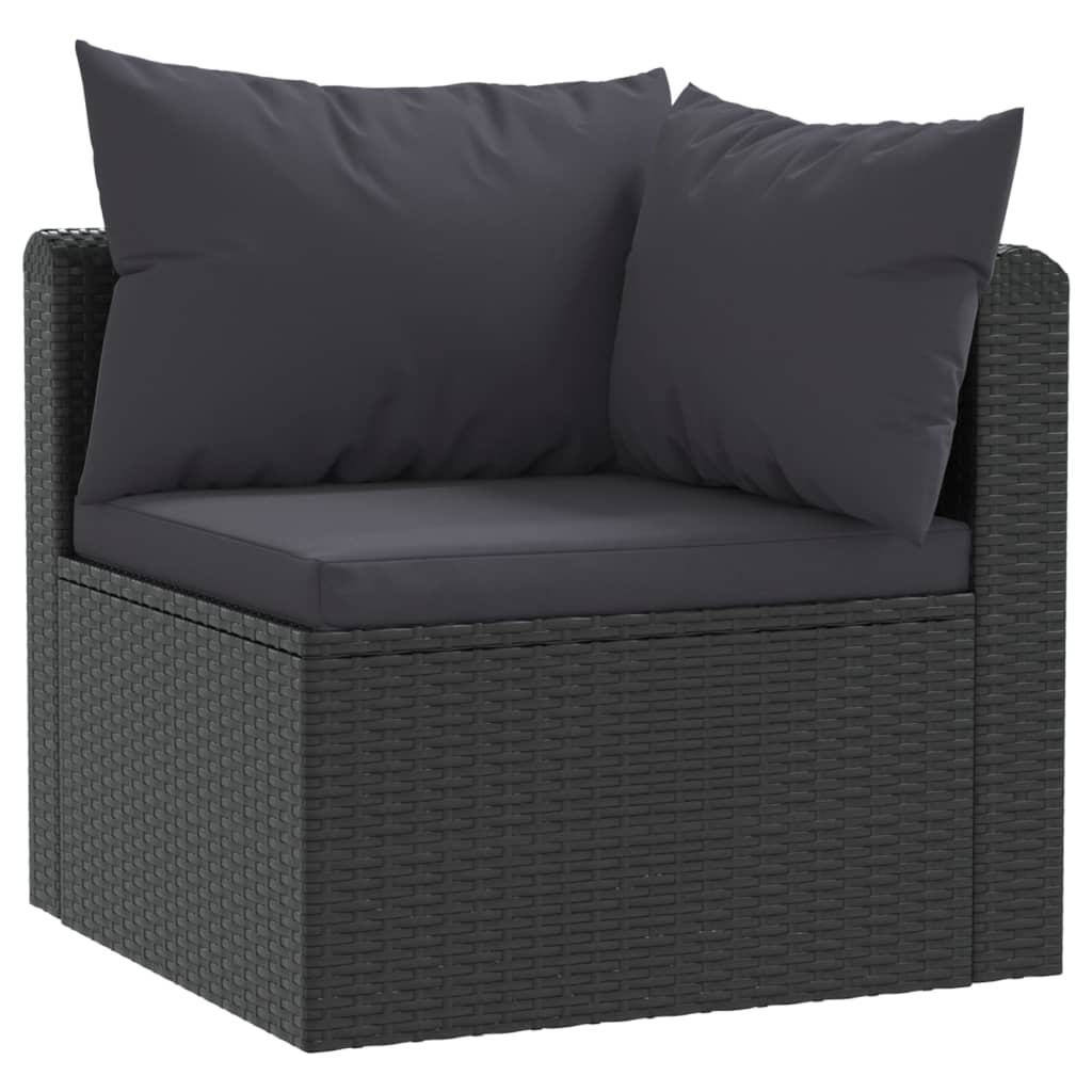 havesofasæt 2 dele med hynder polyrattan sort