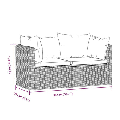 havesofasæt 2 dele med hynder polyrattan sort