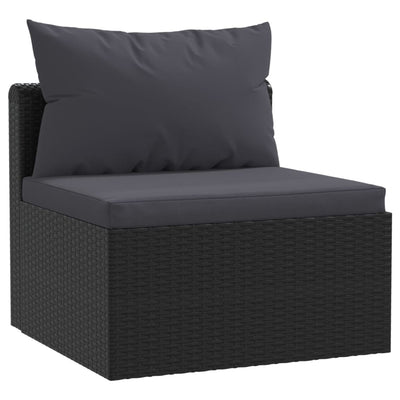 havesofasæt 3 dele med hynder polyrattan sort