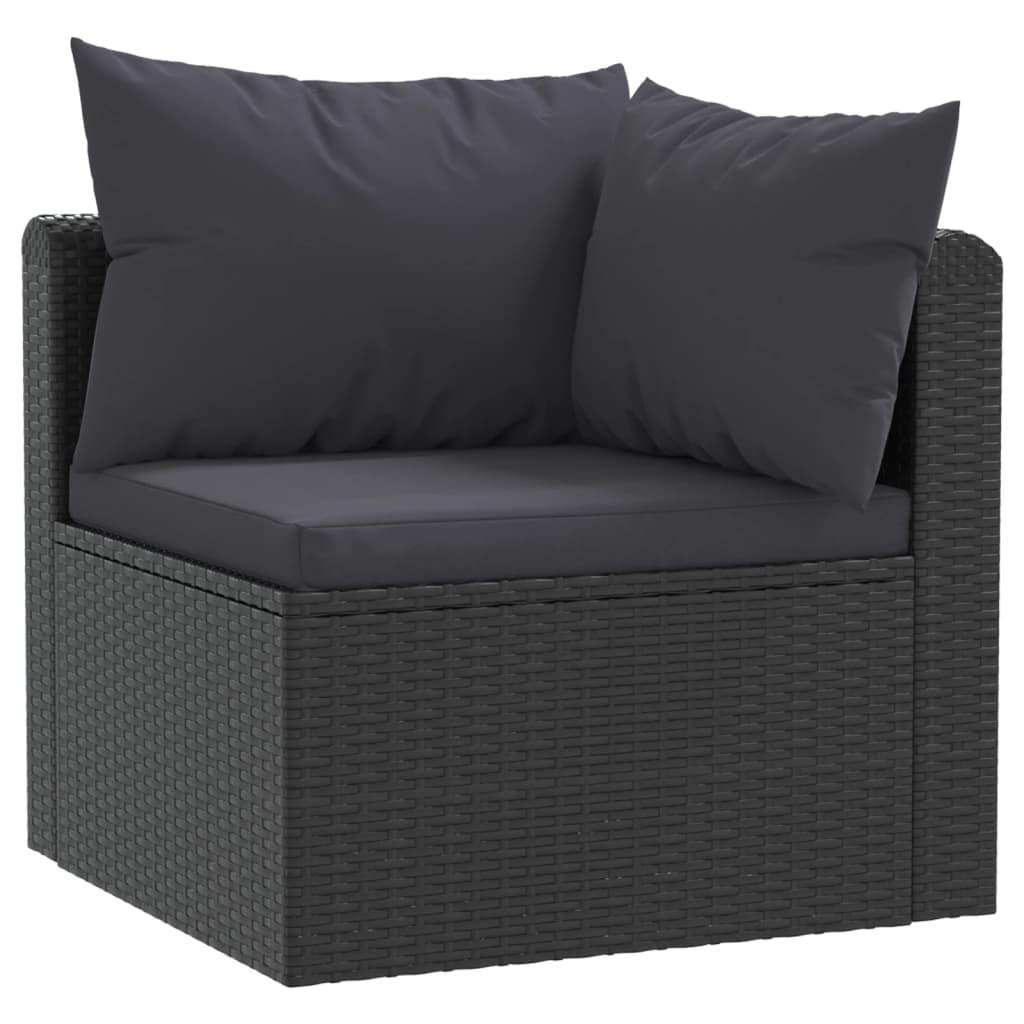 havesofasæt med hynder 4 dele polyrattan sort