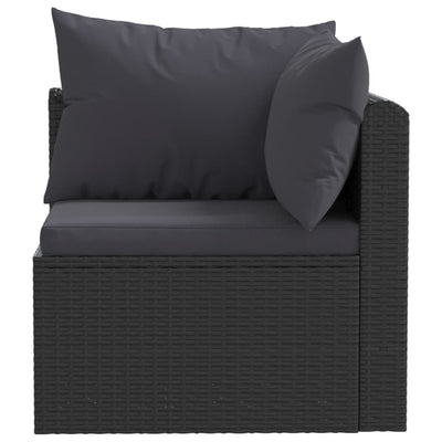 havesofasæt med hynder 4 dele polyrattan sort