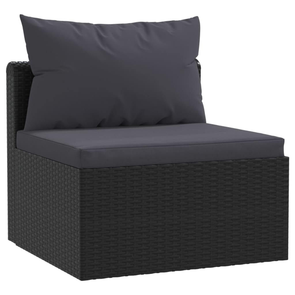 havesofasæt med hynder 4 dele polyrattan sort