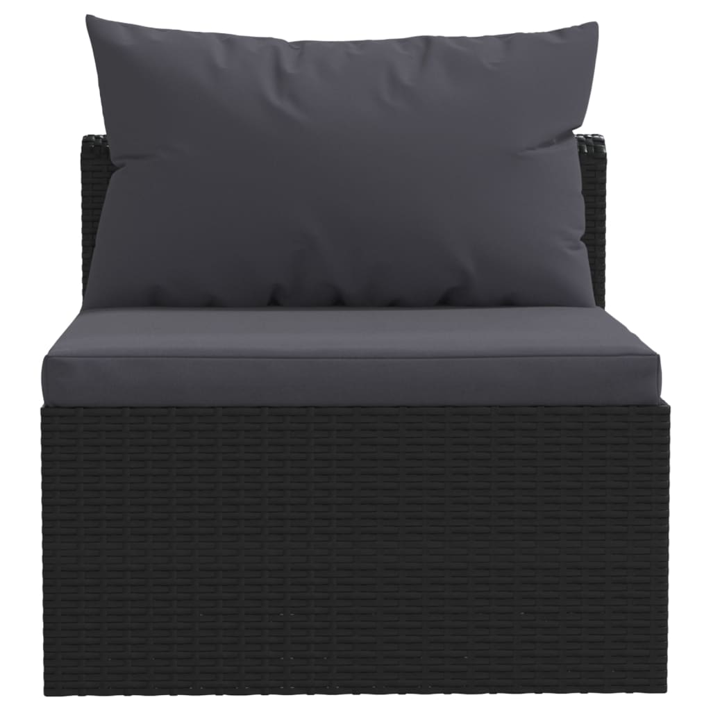 havesofasæt med hynder 4 dele polyrattan sort