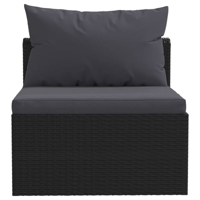 havesofasæt med hynder 4 dele polyrattan sort