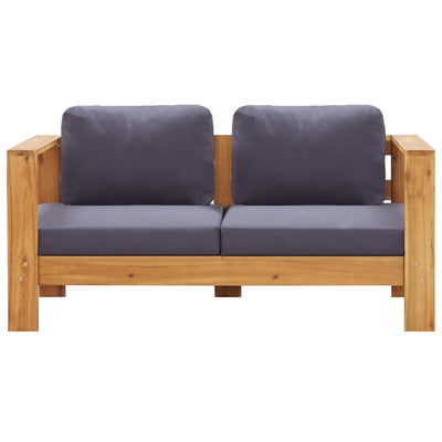 havesofa med hynder 140 cm massivt akacietræ grå