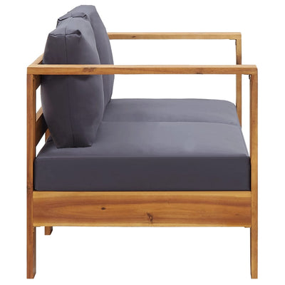 havesofa med hynder 140 cm massivt akacietræ grå