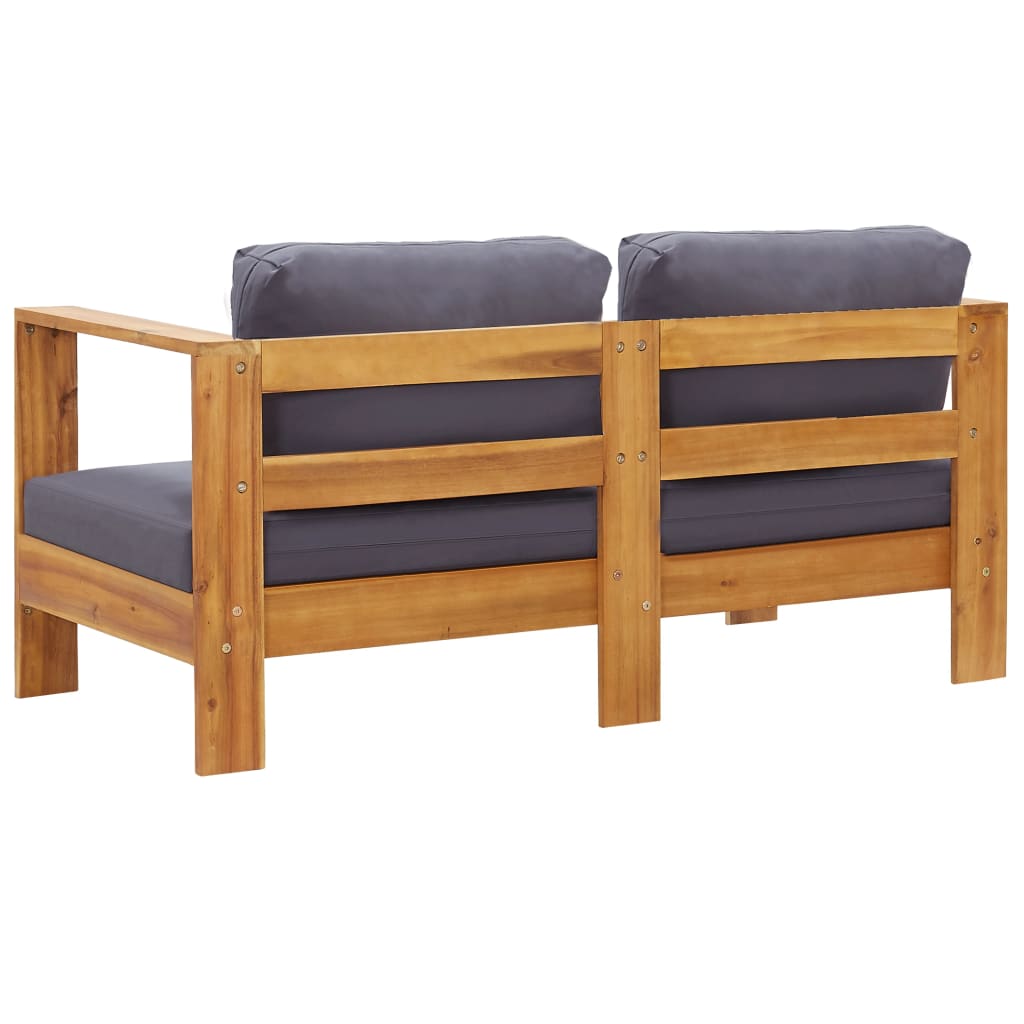 havesofa med hynder 140 cm massivt akacietræ grå