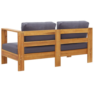 havesofa med hynder 140 cm massivt akacietræ grå