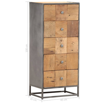 kommode 45x30x100 cm massivt genbrugstræ