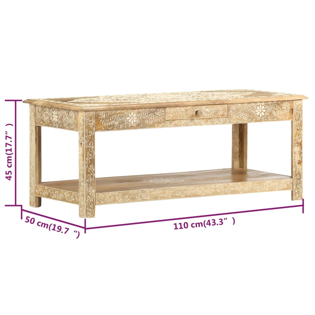 sofabord 110 x 50 x 45 cm håndmalet massivt mangotræ
