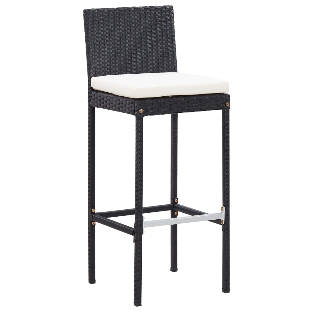 udendørs barsæt 7 dele med hynder polyrattan sort