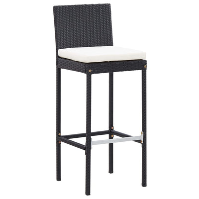 udendørs barsæt 7 dele med hynder polyrattan sort