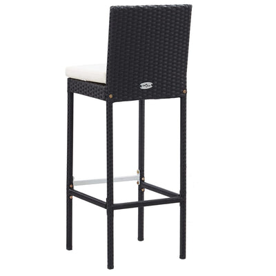udendørs barsæt 7 dele med hynder polyrattan sort
