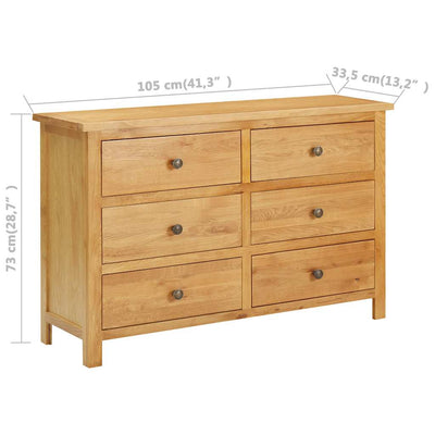 kommode 105x33,5x73 cm massivt egetræ