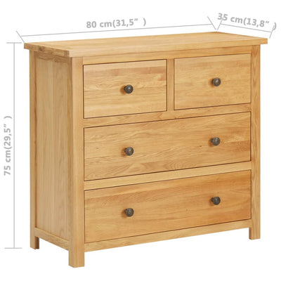 kommode 80x35x75 cm massivt egetræ