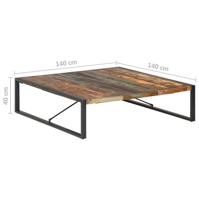 sofabord 140x140x40 cm massivt genbrugstræ