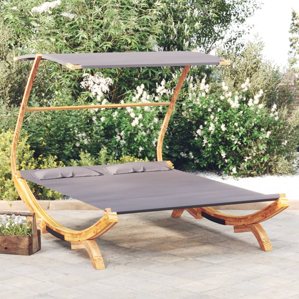loungeseng med baldakin 165x203x138 cm bøjet træ antracitgrå