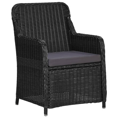 udendørs spisebordssæt 9 dele polyrattan sort