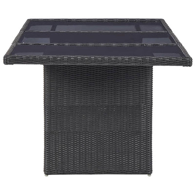 udendørs spisebordssæt 9 dele polyrattan sort