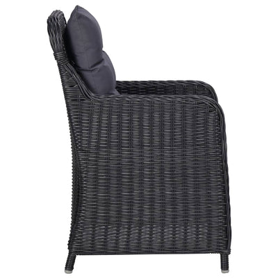 udendørs spisebordssæt 9 dele polyrattan sort