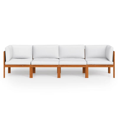 4-personers havesofa med hynde massivt akacietræ
