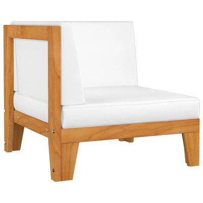 2-personers sofa med cremehvide hynder massivt akacietræ