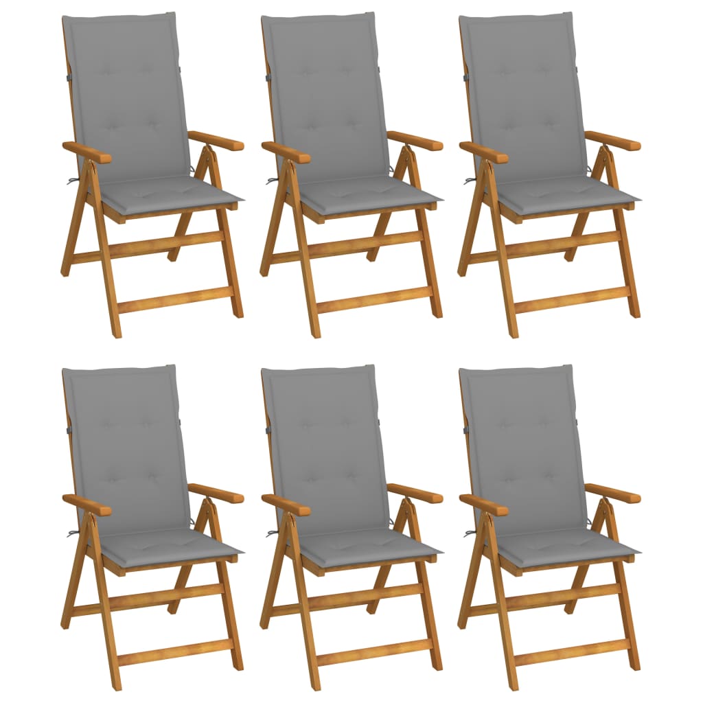 foldbare havestole 6 stk. med hynder massivt akacietræ