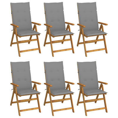foldbare havestole 6 stk. med hynder massivt akacietræ
